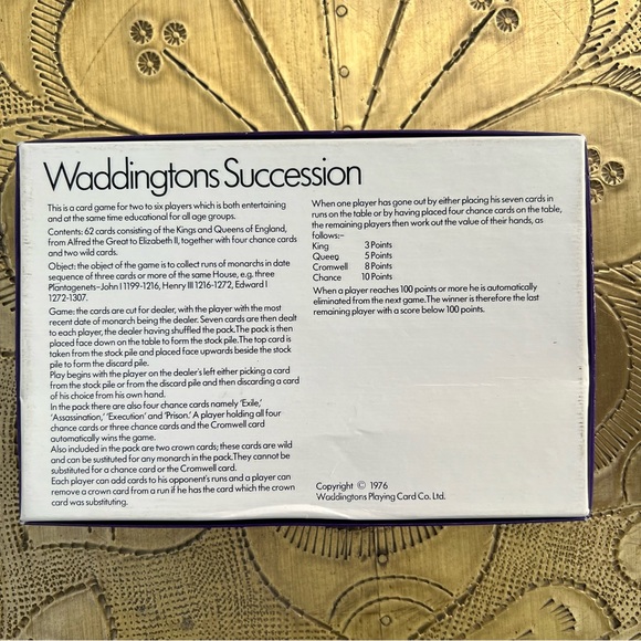 1976 Card Game Waddingtons Succession Kings Queens of England (62 cards) boxed - Picture 6 of 8